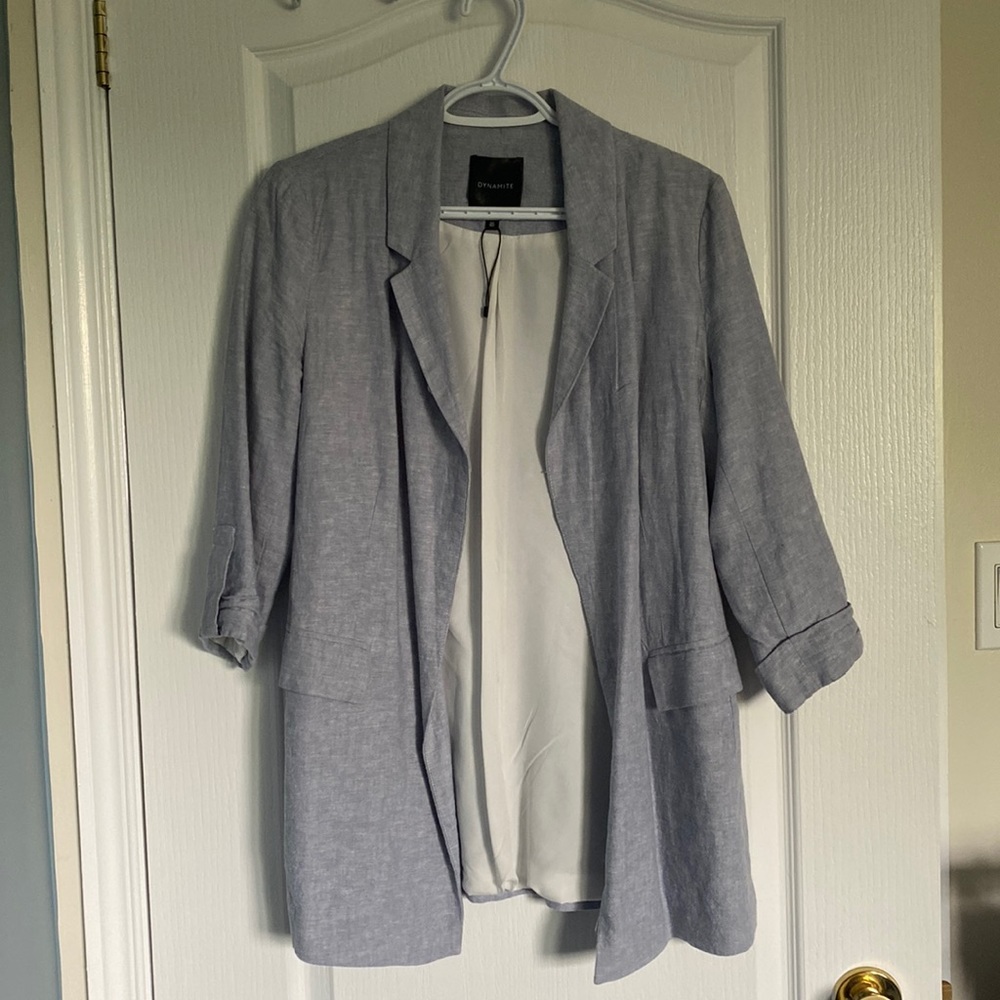 Dynamite Blue Linen Blazer